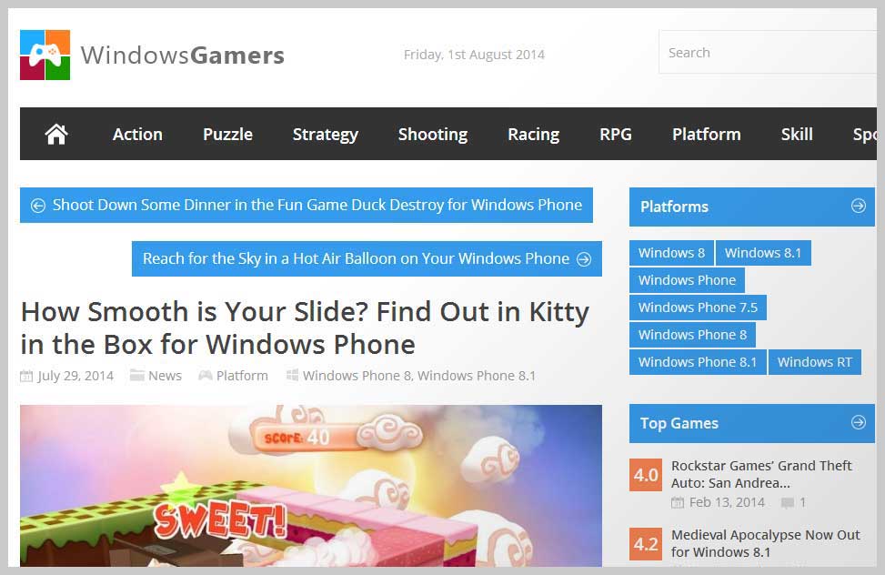 Kitty in the Box featured on windowsgamers.com